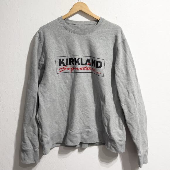 Kirkland Signature Sweatshirt Large Crewneck Fleece Embroidered Pullover Grey - Picture 1 of 6